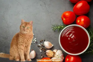 Cats eat tomato shop sauce